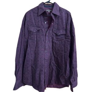 Vintage Stetson Men’s Maroon Paisley Pearl Snap Shirt Size Large
